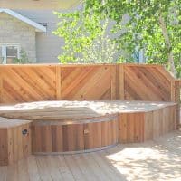 Outdoor Canadian Hot Tub with Cover and Fence